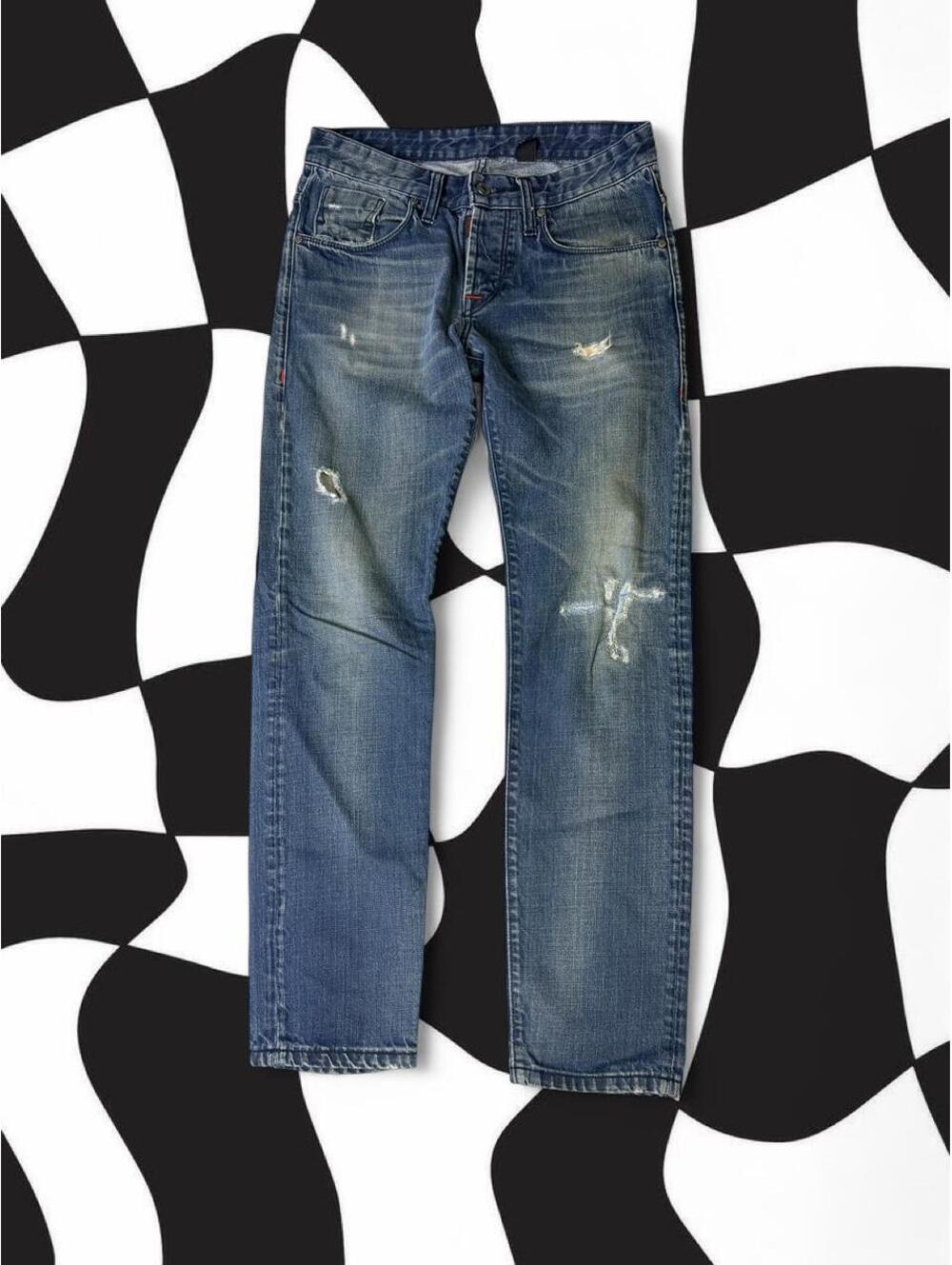 Takeshy Kurosawa blue denim jeans with distressed details